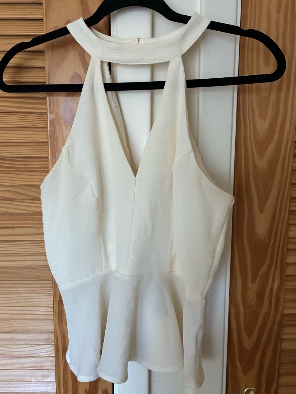 Ivory Halter Peplum Top size large